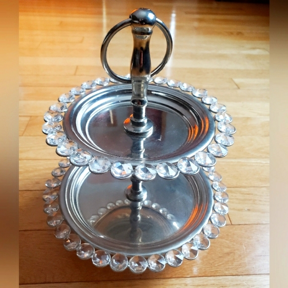 Double tier tray with crystals - Picture 1 of 4